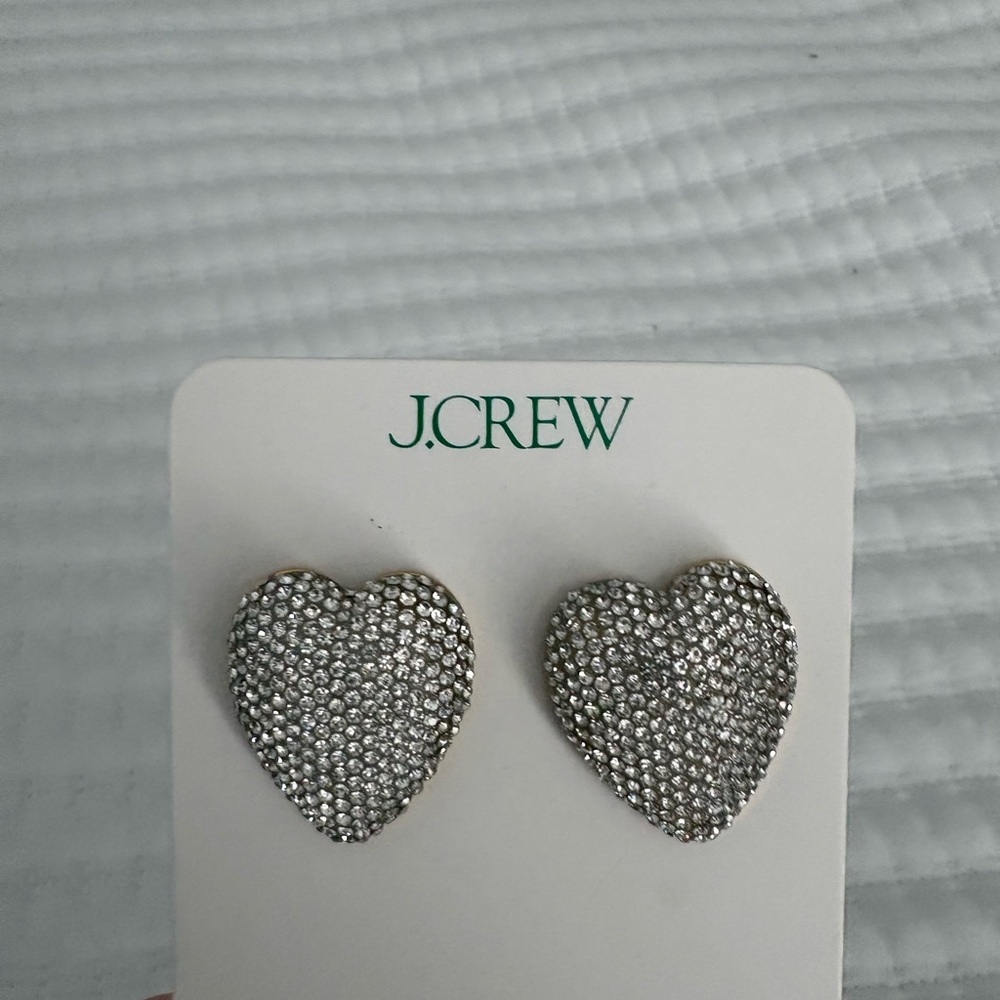 J. Crew Sparkling Heart Earrings